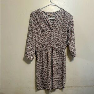 LOFT Black and Red Sundress with V-Neck and 3/4 Sleeves